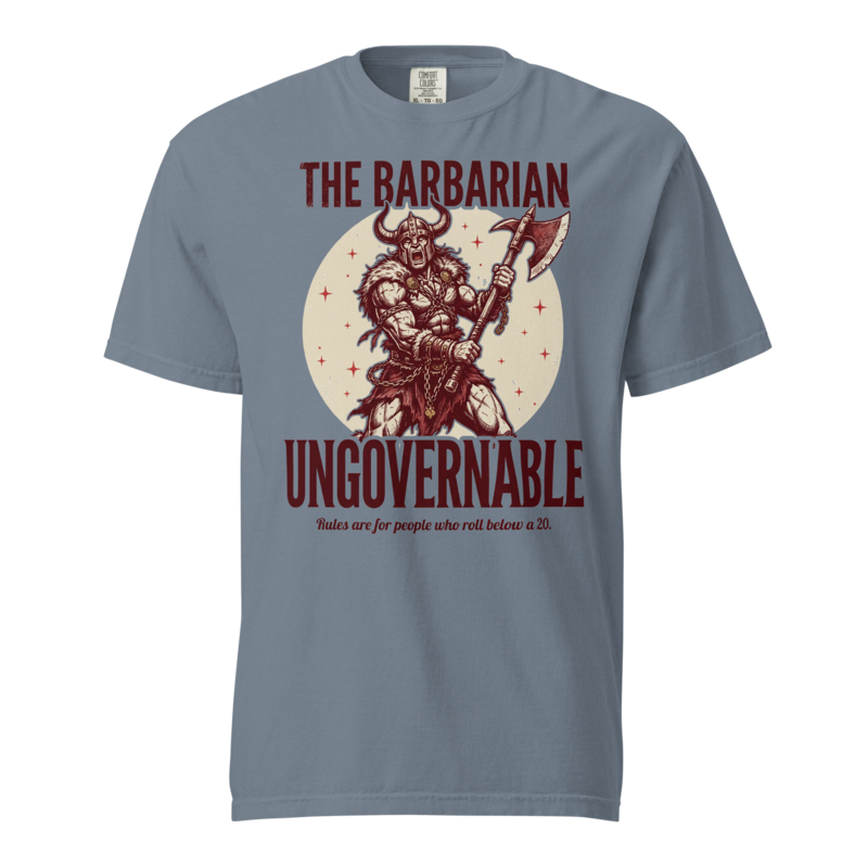 Barbarian - Ungovernable | TTRPG Class Shirt | Vintage Tabletop RPG Tee - Blue Jean