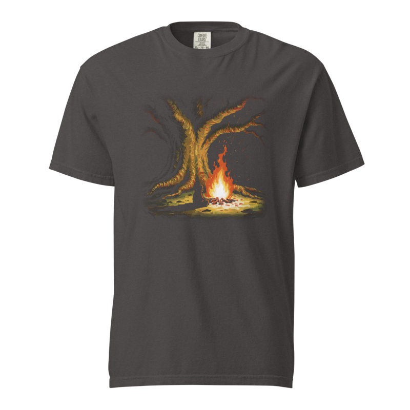 Fire Under the Great Tree | Retro Fantasy Tee - Graphite