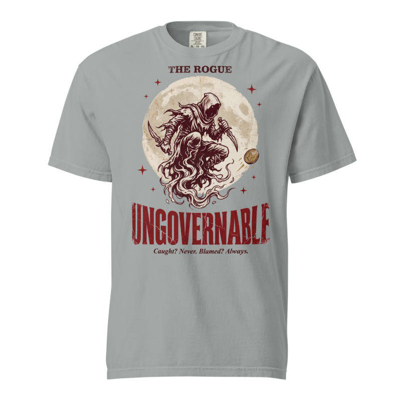 Rogue - Ungovernable | TTRPG Class Shirt | Vintage Tabletop RPG Tee - Granite