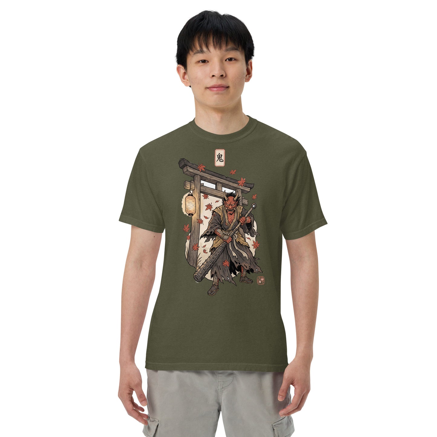 Oni at the Gate | Japanese Woodblock Shirt | Vintage Demon Mask Tee