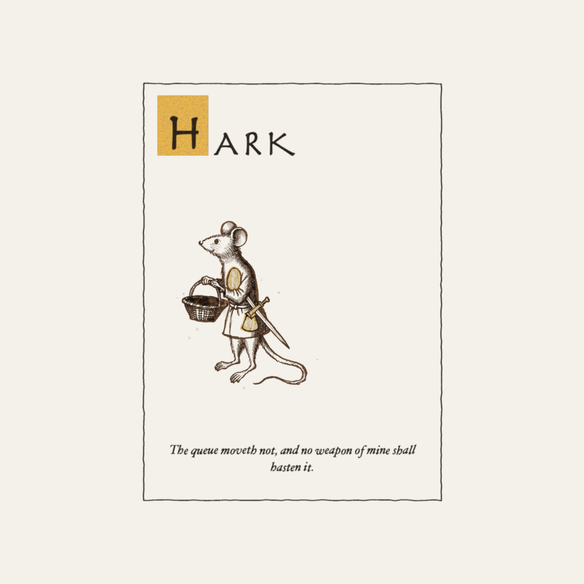 Hark: The Queue Moveth | Ye Olde Grievance Tee design artwork