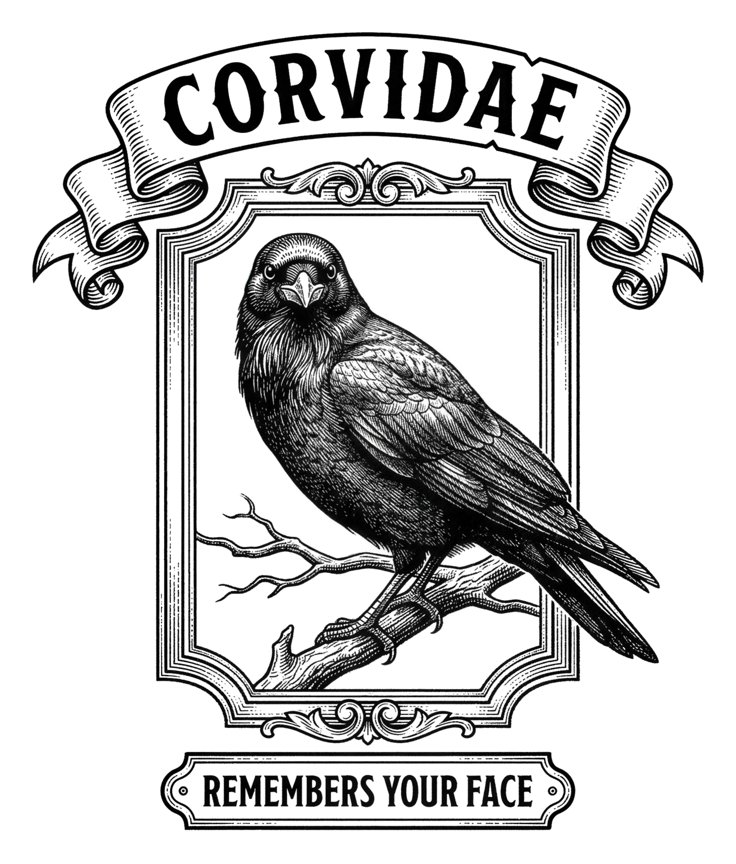 Corvidae: Remembers Your Face | Kiss-Cut Sticker