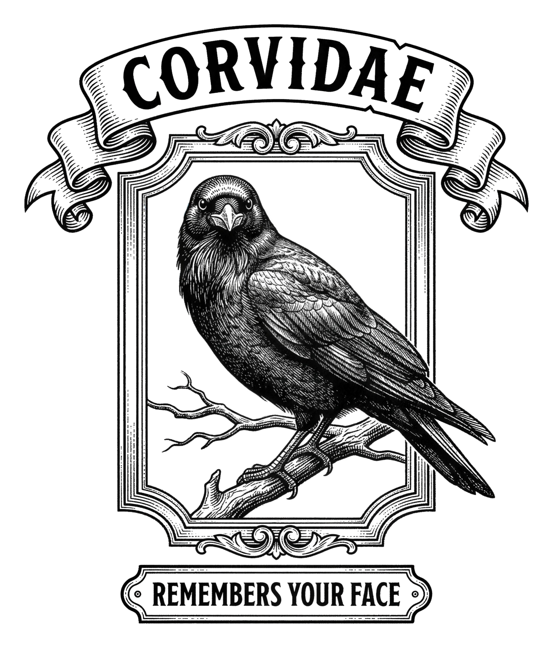 Corvidae: Remembers Your Face | Kiss-Cut Sticker