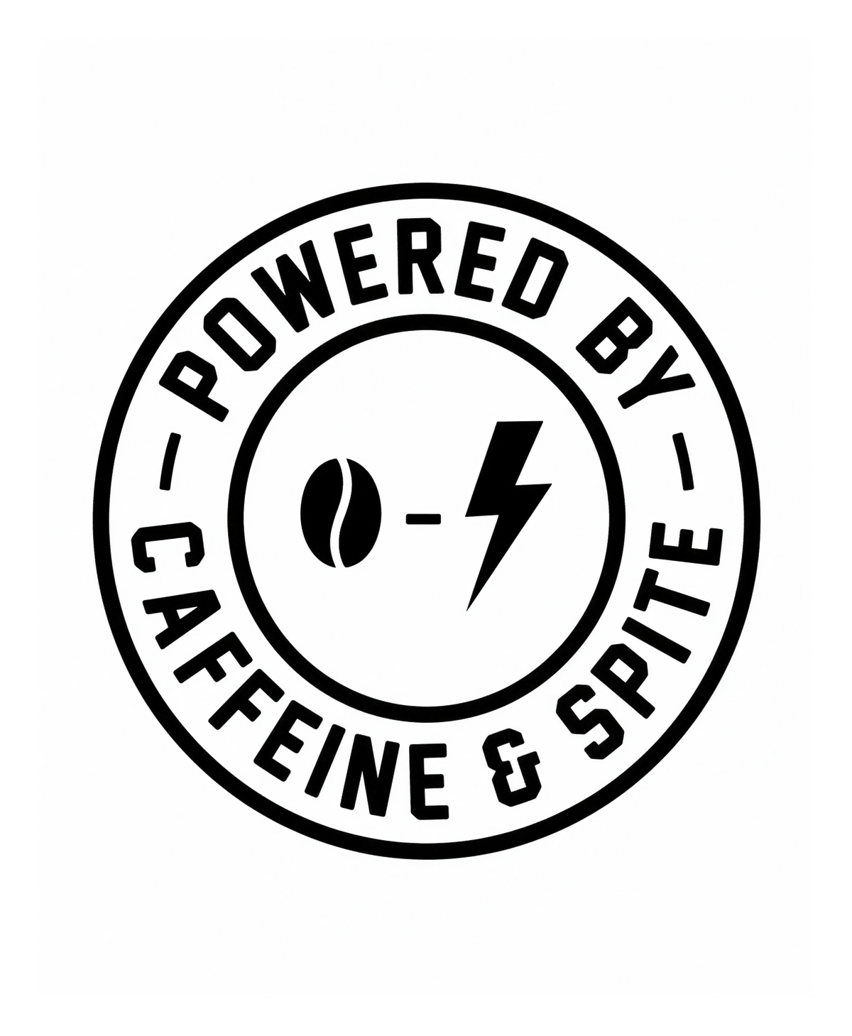 Powered by Caffeine & Spite | Kiss-Cut Sticker