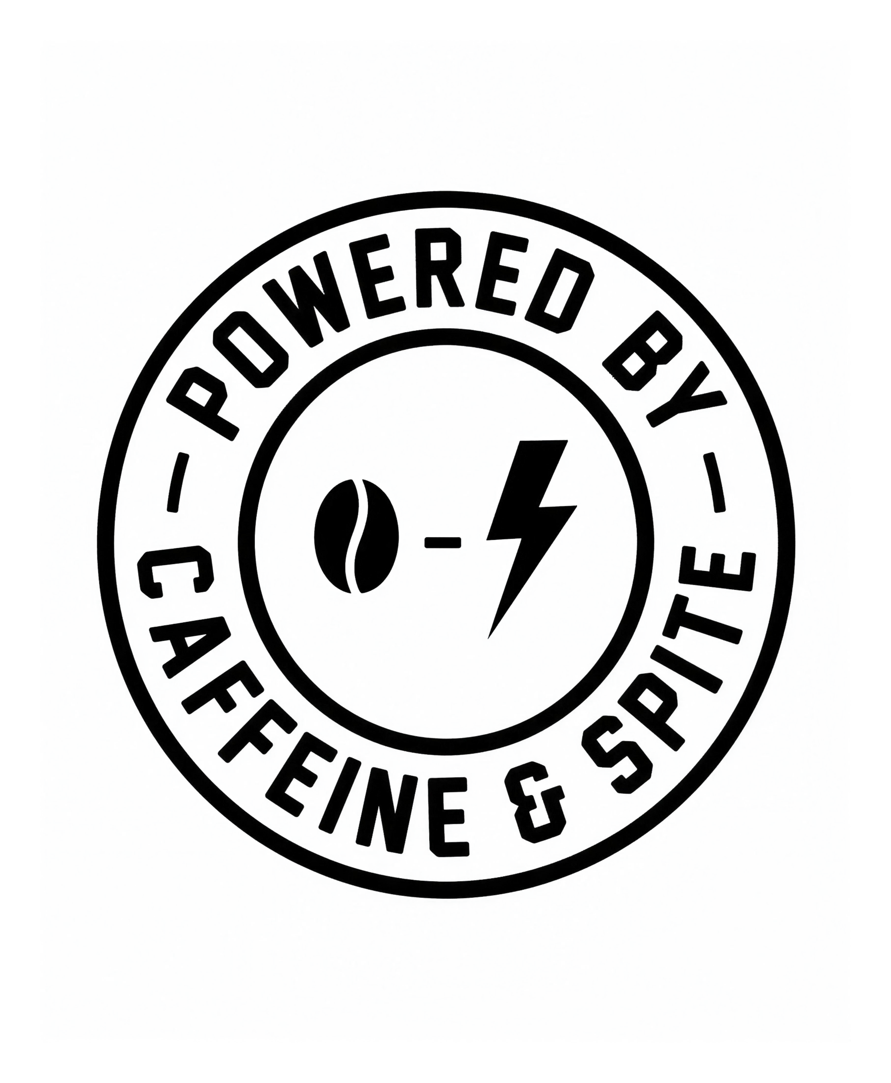 Powered by Caffeine & Spite | Kiss-Cut Sticker