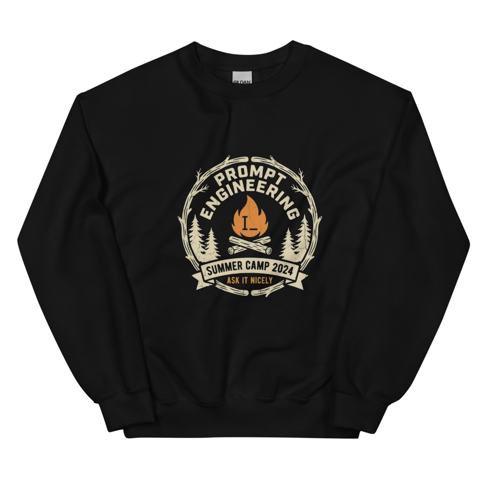 Prompt Engineering Summer Camp | AI Humor Tee - Crewneck Black