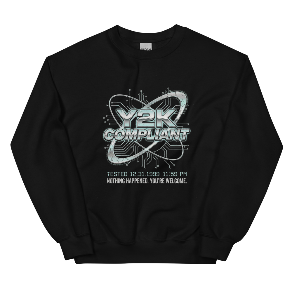 Y2K Compliance Team | Vintage Tech Tee - Crewneck Black