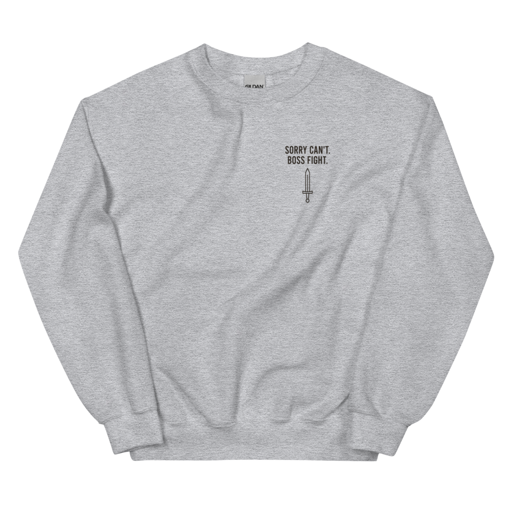 Sorry Can't. Boss Fight. - Sweatshirt Heather Grey