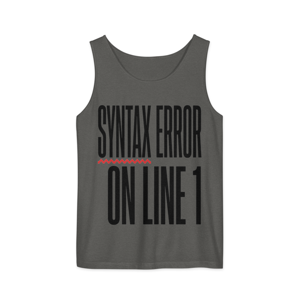 Syntax Error on Line 1 | Retro Programmer Tee - Tank Pepper