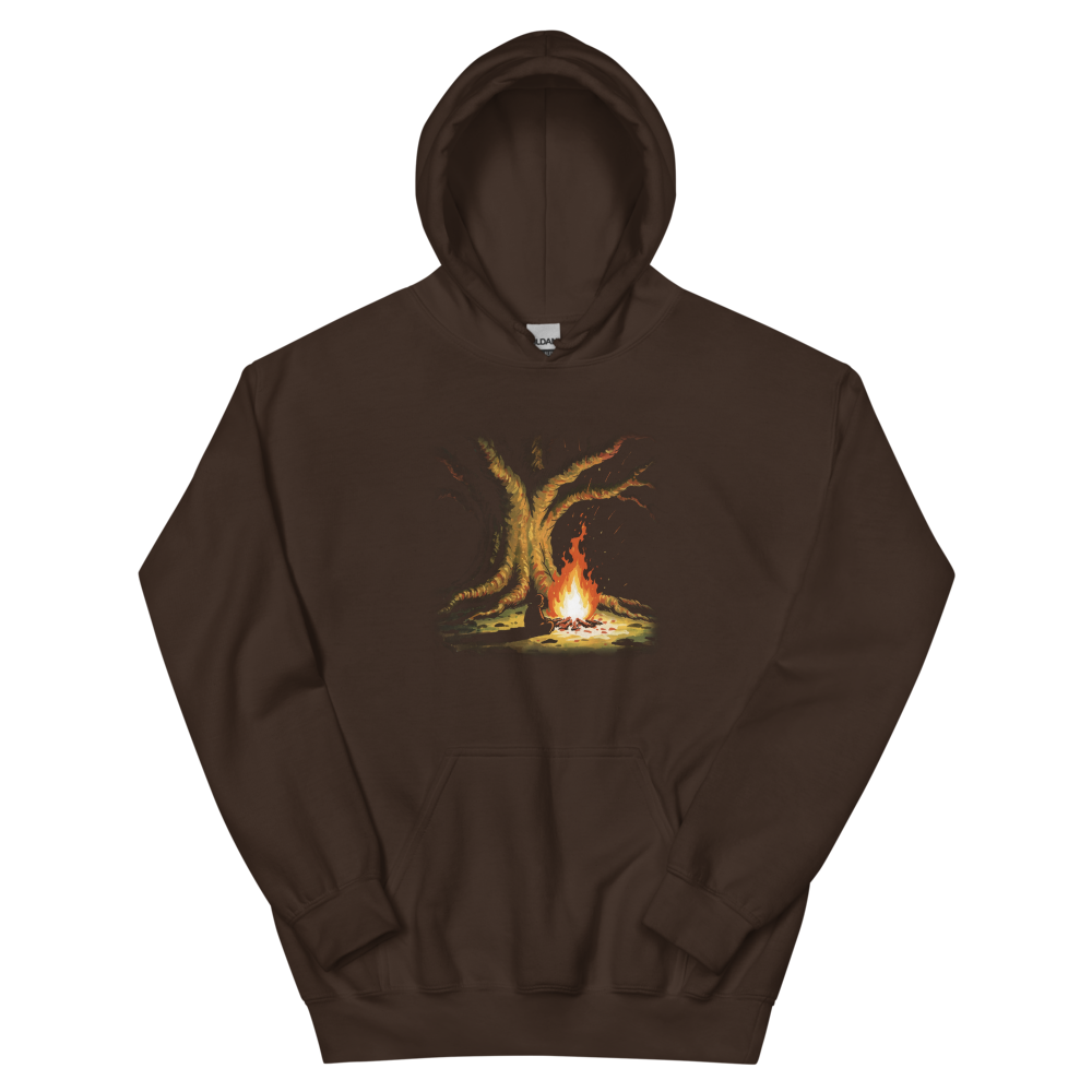 Fire Under the Great Tree | Retro Fantasy - Hoodie Dark Chocolate