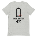 Social Battery: 4% | Introvert Tee - Athletic Heather