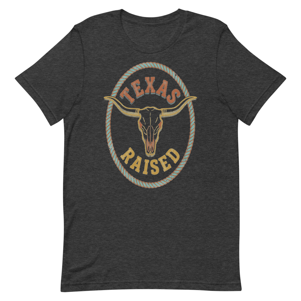 Texas Raised | Longhorn Badge Tee - Dark Grey Heather