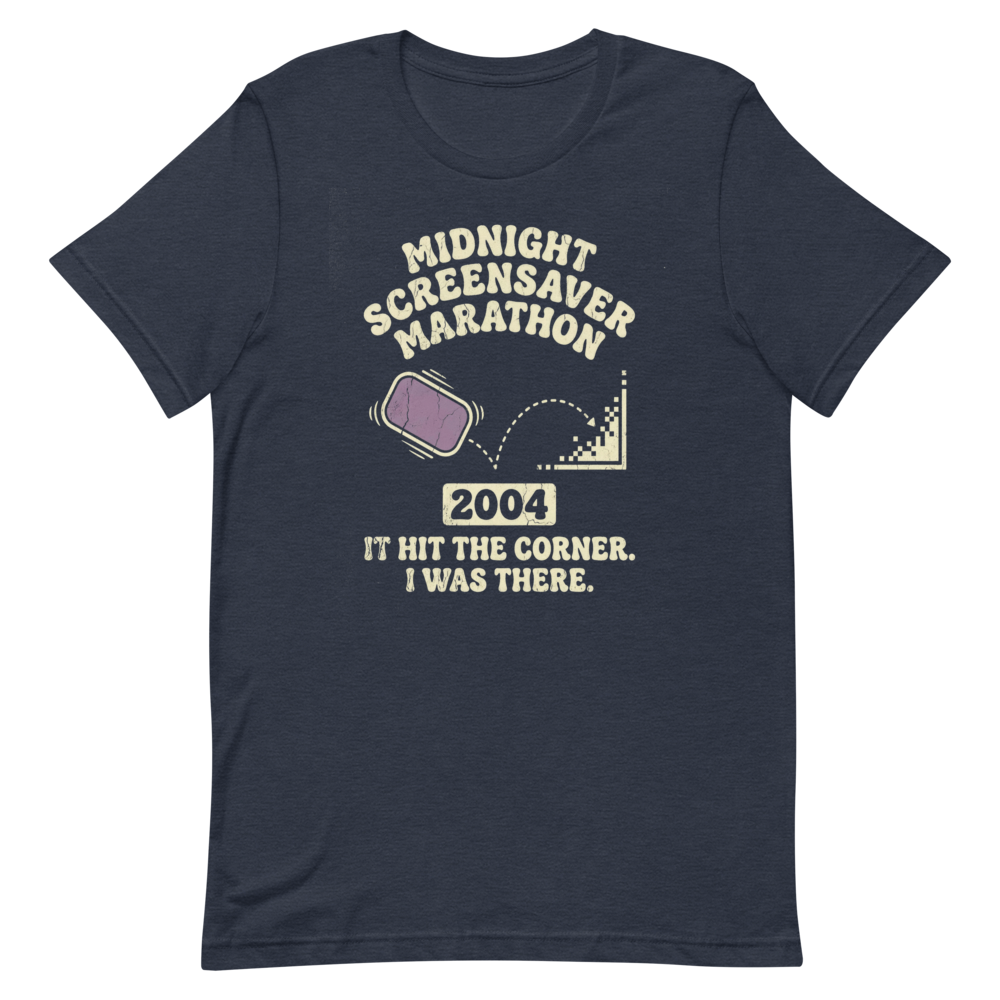 Midnight Screensaver Marathon | Retro Computer Tee - Heather Navy