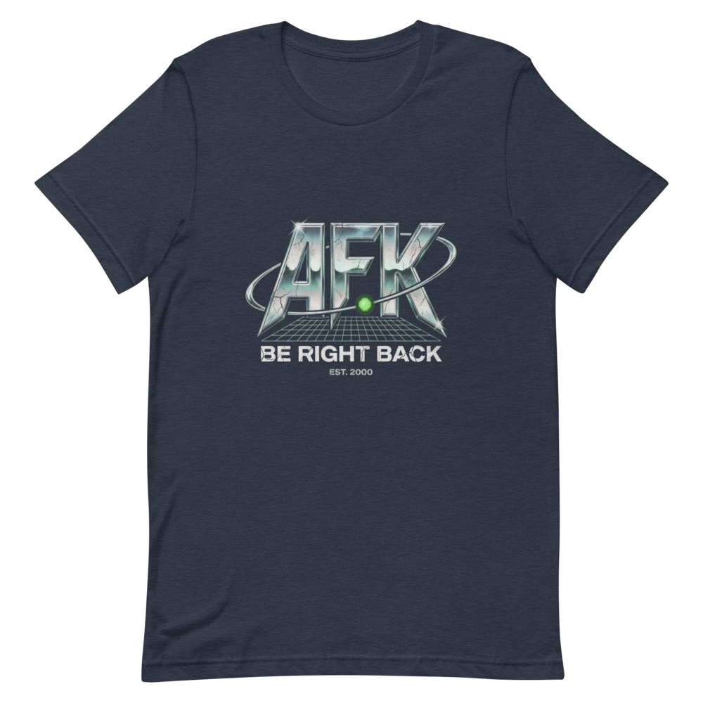 AFK (Be Right Back) | Y2K Chrome Tee - Heather Navy