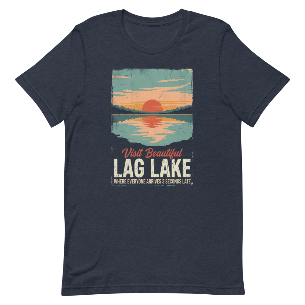 Visit Beautiful Lag Lake | Retro Gaming Travel Tee - Heather Navy