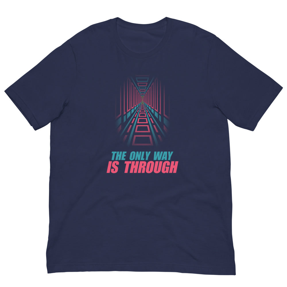 The Only Way Is Through | Neon Corridor Tee print detail 3