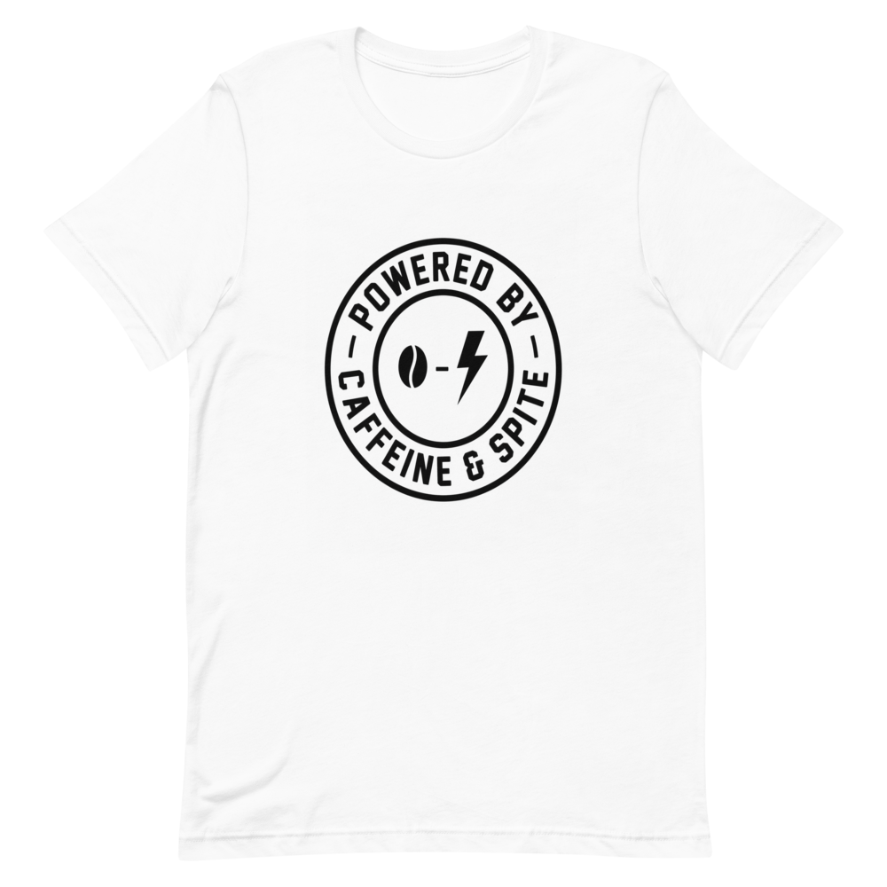 Powered by Caffeine & Spite | Badge Tee - White