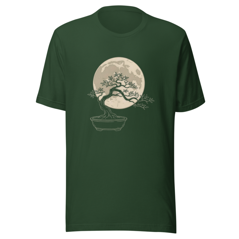 Bonsai Moon | Japanese Minimalist Tee - Forest