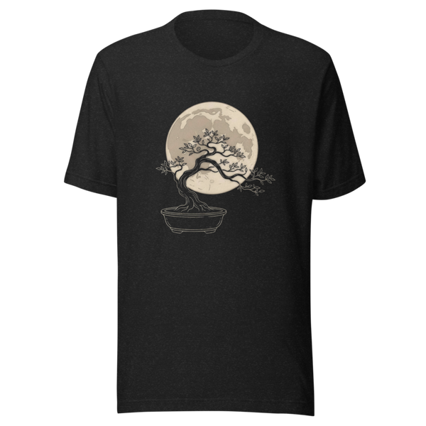 Bonsai Moon | Japanese Minimalist Tee - Black Heather