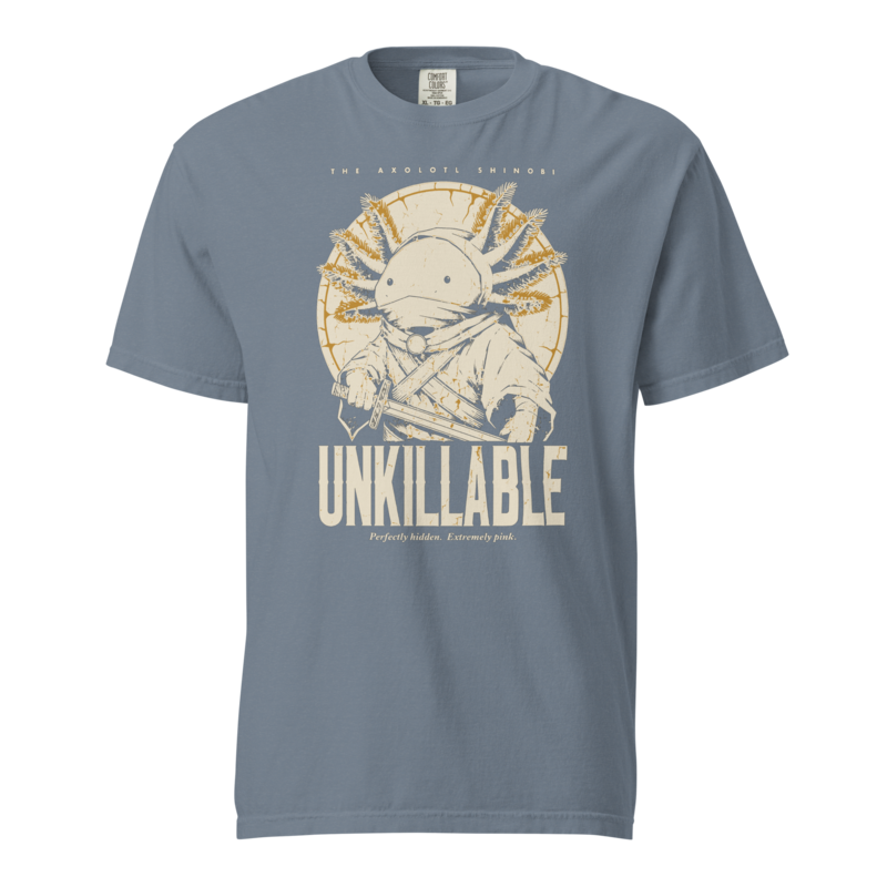 Axolotl Shinobi | Unkillable Warrior Tee - Blue Jean