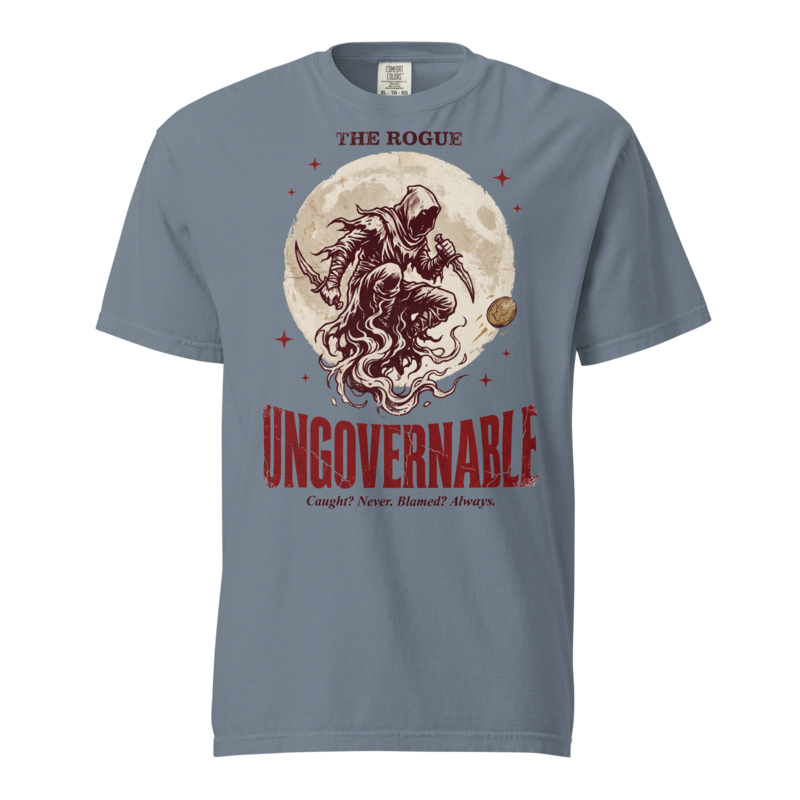 Rogue - Ungovernable | TTRPG Class Shirt | Vintage Tabletop RPG Tee - Blue Jean