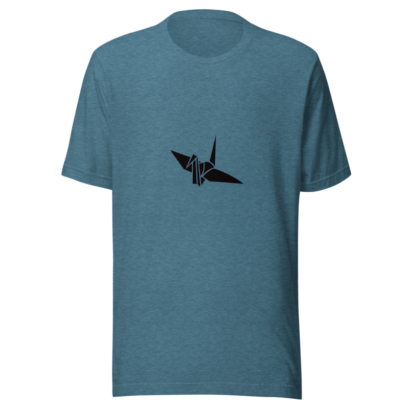Origami Crane Embroidered Shirt - Heather Deep Teal