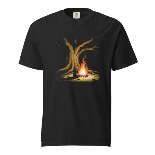 Fire Under the Great Tree | Retro Fantasy Tee - Black
