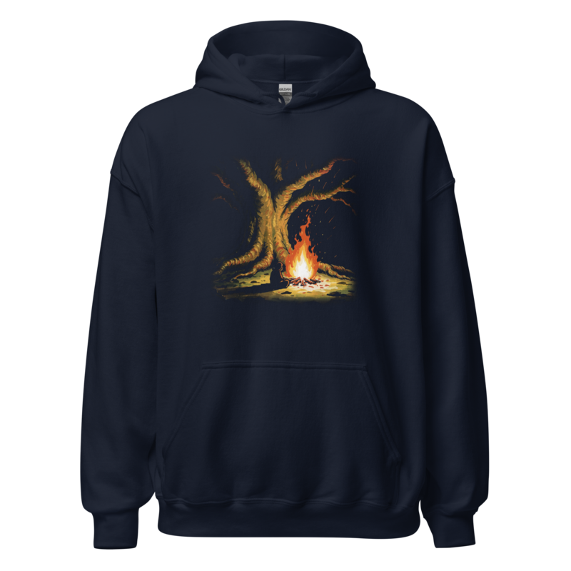 Fire Under the Great Tree | Retro Fantasy Hoodie - Navy