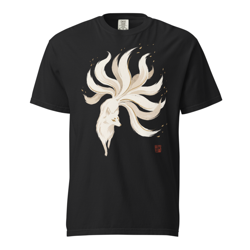 Kitsune Ink | Japanese Fox Sumi-e Shirt | Vintage Tee - Black