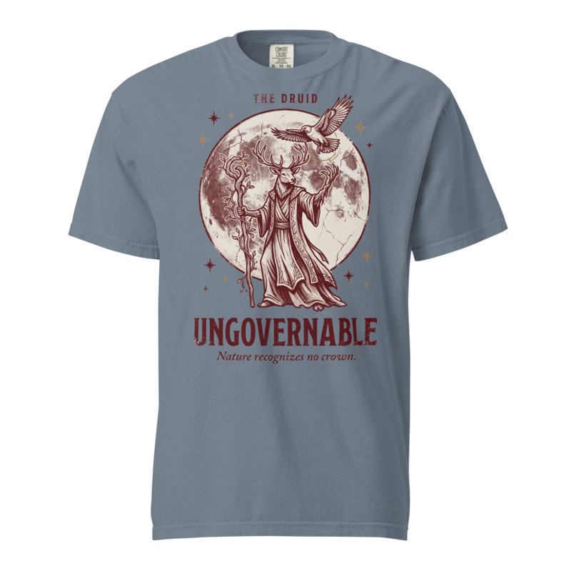 Druid - Ungovernable | TTRPG Class Shirt | Vintage Tabletop RPG Tee - Blue Jean