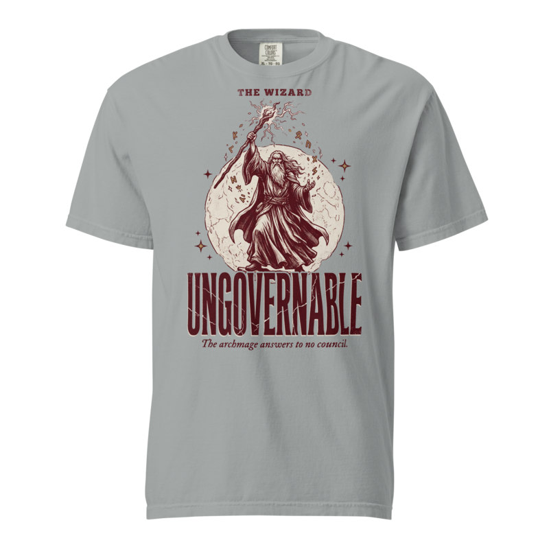 Wizard - Ungovernable | TTRPG Class Shirt | Vintage Tabletop RPG Tee - Granite