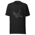 Origami Crane | Japanese Minimalist Tee - Black Heather