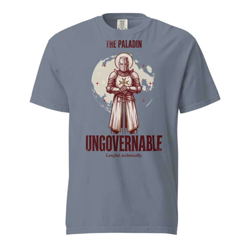 Paladin - Ungovernable | TTRPG Class Shirt | Vintage Tabletop RPG Tee - Blue Jean