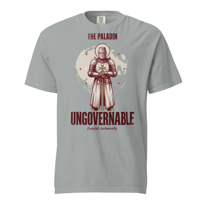 Paladin - Ungovernable | TTRPG Class Shirt | Vintage Tabletop RPG Tee - Granite