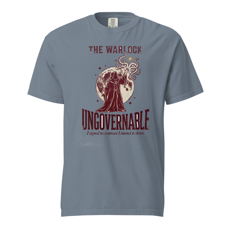 Warlock - Ungovernable | TTRPG Class Shirt | Vintage Tabletop RPG Tee - Blue Jean
