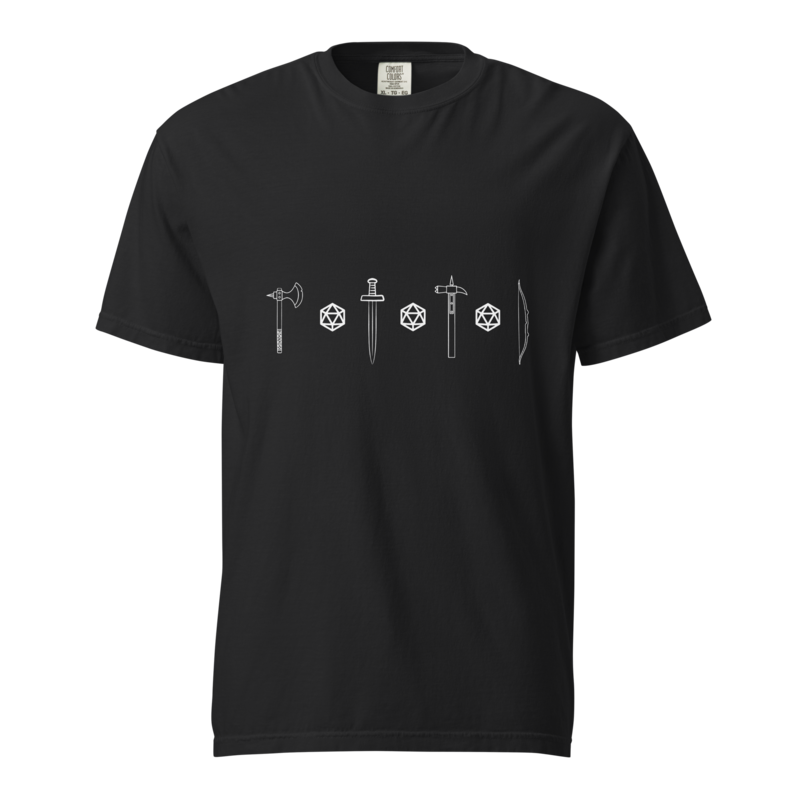 Dice Roller | Weapons & d20 Tee - Black