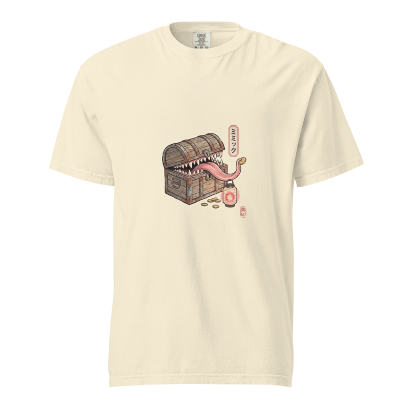 The Mimic | TTRPG Monster Woodblock Shirt | Vintage Tee - Ivory