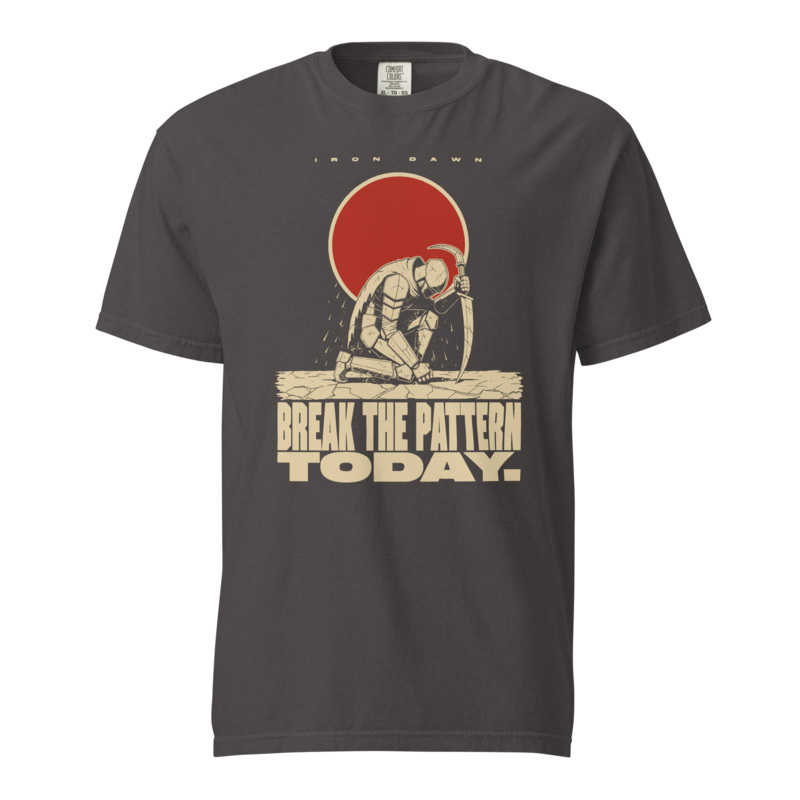 Break the Pattern Today | Iron Dawn Gym Heavyweight Tee - Graphite