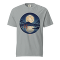 d20 Moon Rising | TTRPG Woodblock Night Shirt | Vintage Tee - Granite