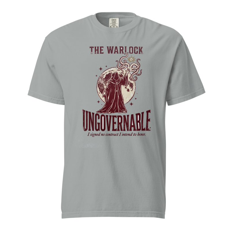 Warlock - Ungovernable | TTRPG Class Shirt | Vintage Tabletop RPG Tee - Granite