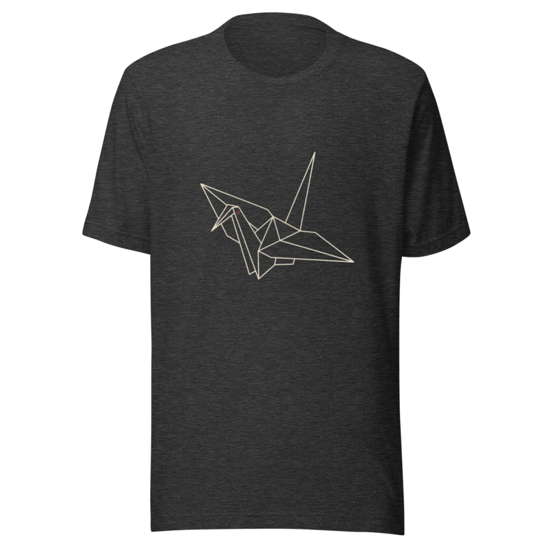 Origami Crane | Japanese Minimalist Tee - Dark Grey Heather