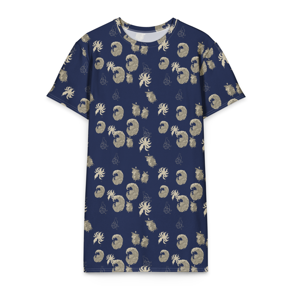 Woodblock Wave | Dress - Cotton T-Shirt