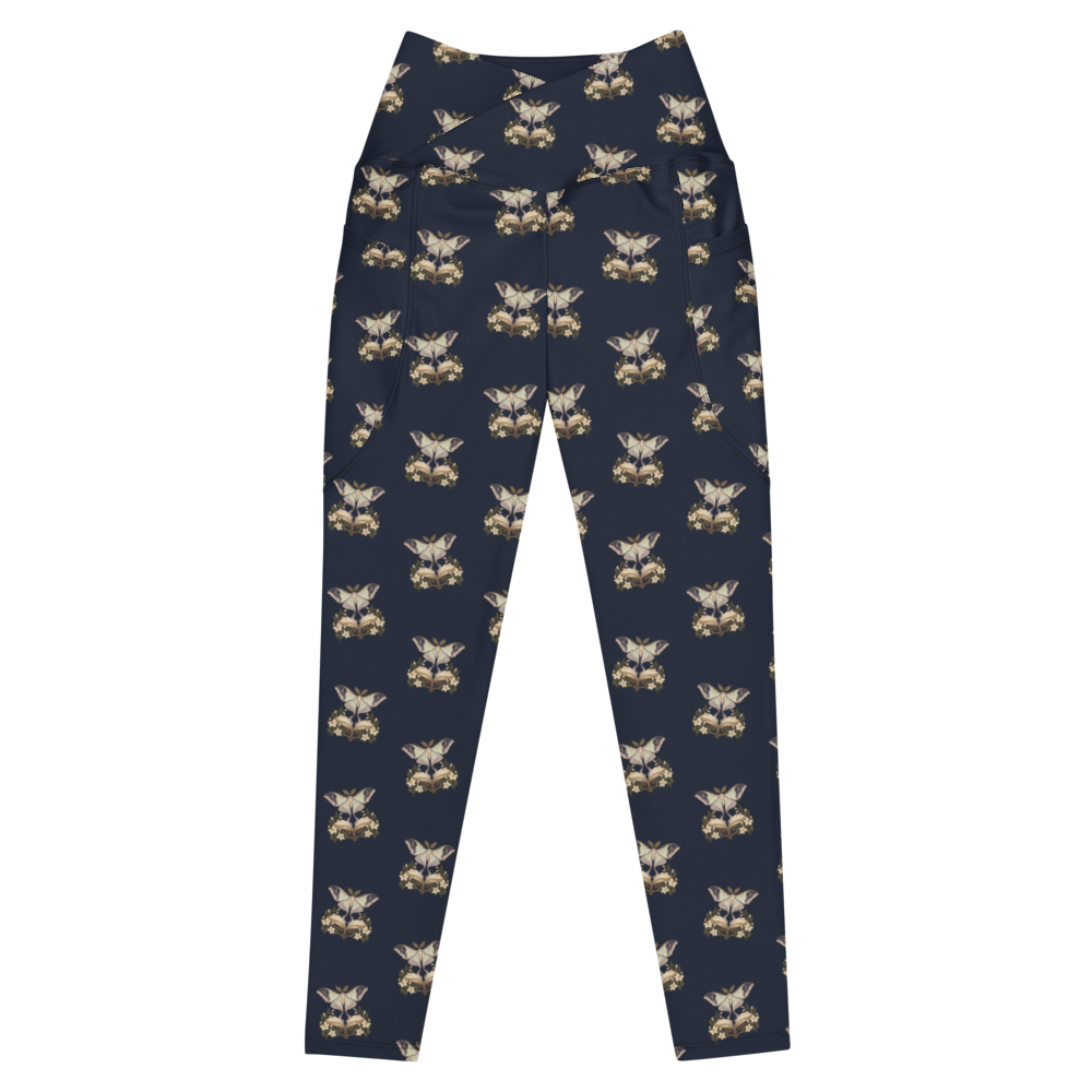 Midnight Marginalia | Crossover & Flare Leggings — Crossover with Pockets — supplier mockup