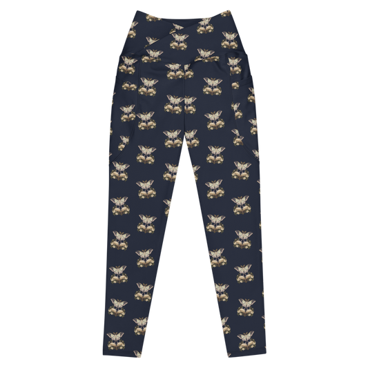 Midnight Marginalia | Crossover & Flare Leggings — Crossover with Pockets — supplier mockup