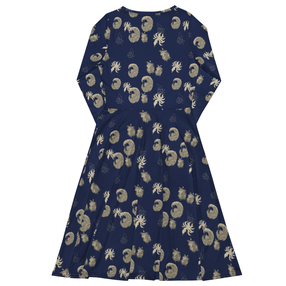 Woodblock Wave | Dress - Midi with Pockets