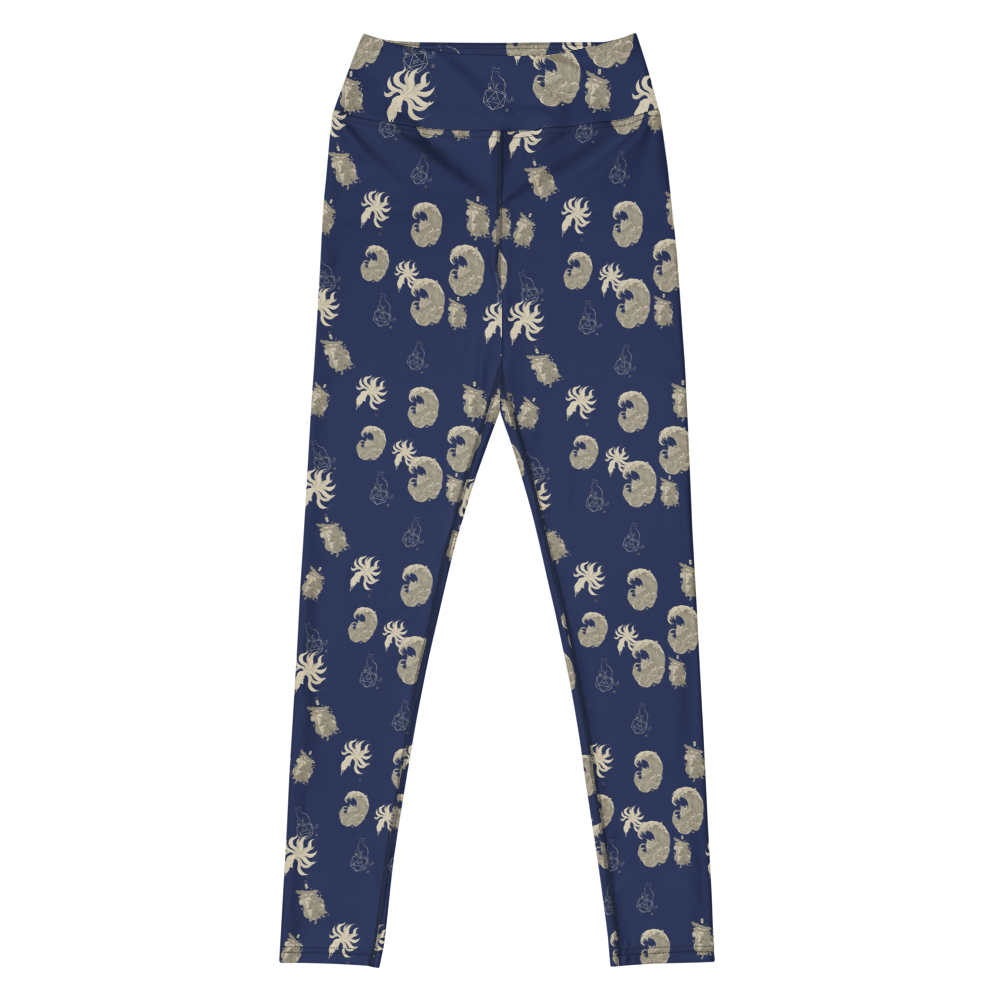 Woodblock Wave | Yoga Leggings - flat