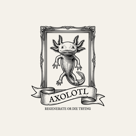 Axolotl: Regenerate or Die Trying | Kiss-Cut Sticker design artwork