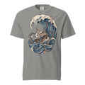 Kraken and the Galleon | Pirate Woodblock Shirt | Vintage Wave Tee - Grey