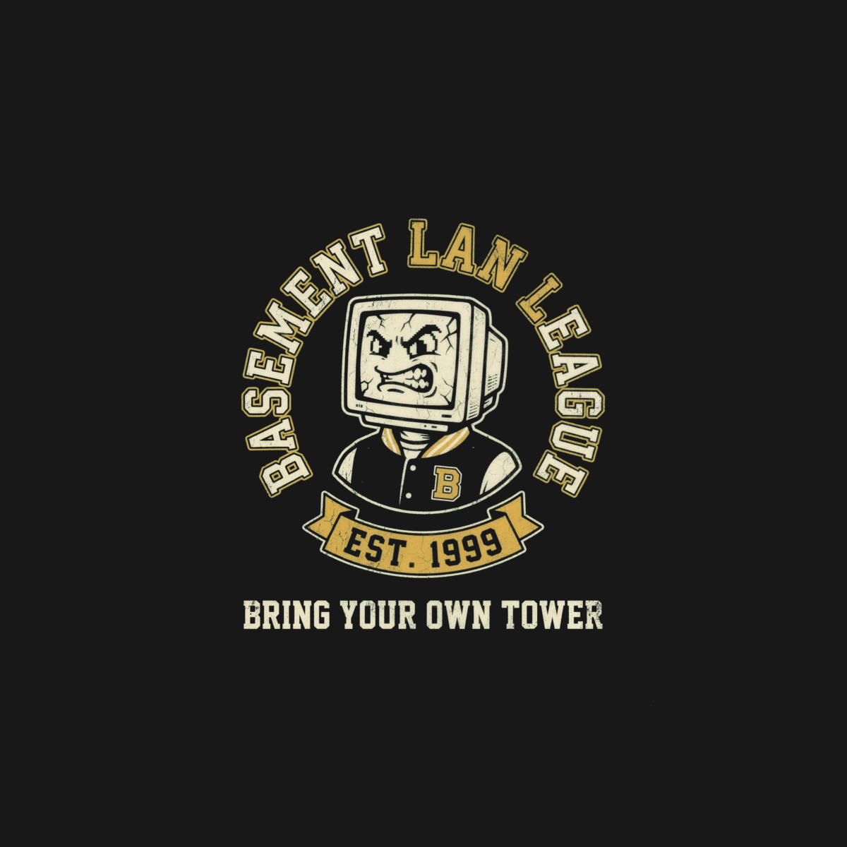 Basement LAN League | Retro Gamer Tee design artwork