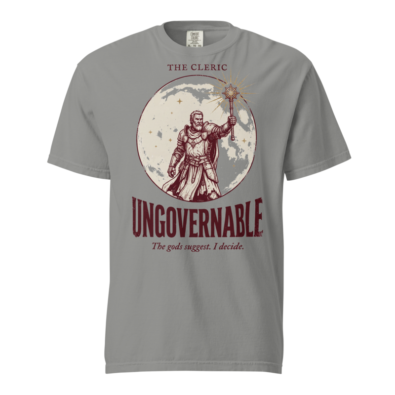 Cleric - Ungovernable | TTRPG Class Shirt | Vintage Tabletop RPG Tee